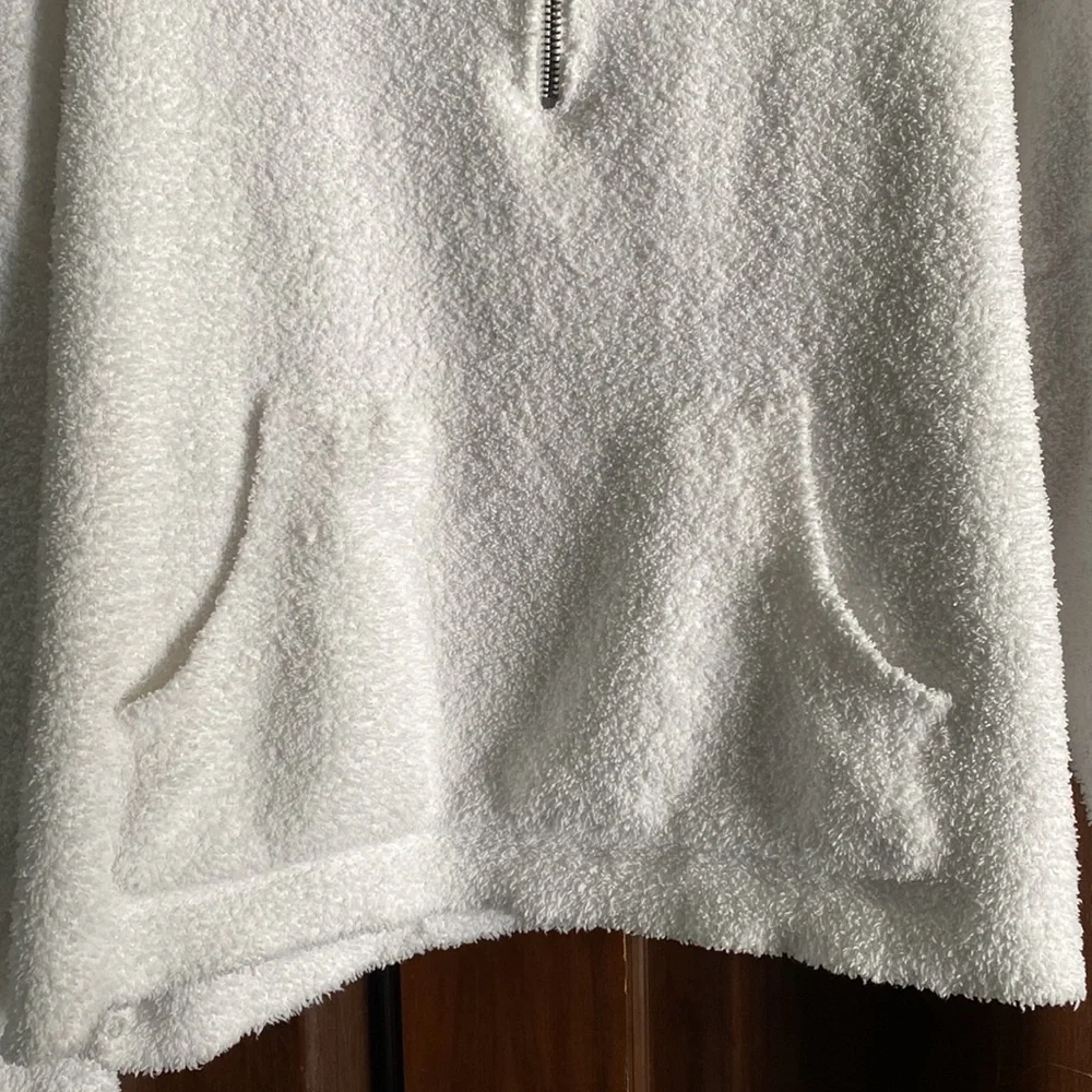 fuzzy white quarter zip top - Picture 3 of 4